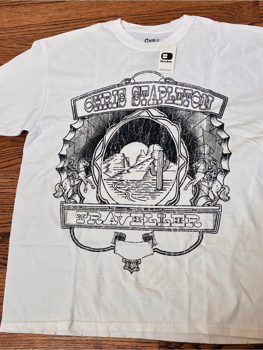 Chris Stapleton Traveler Graphic T-Shirt - White & Black 100% Cotton